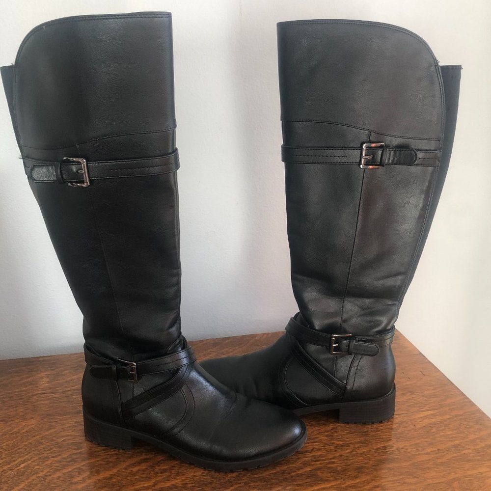 NWT SZ 7.5 WIDE CALF BLACK BOOTS